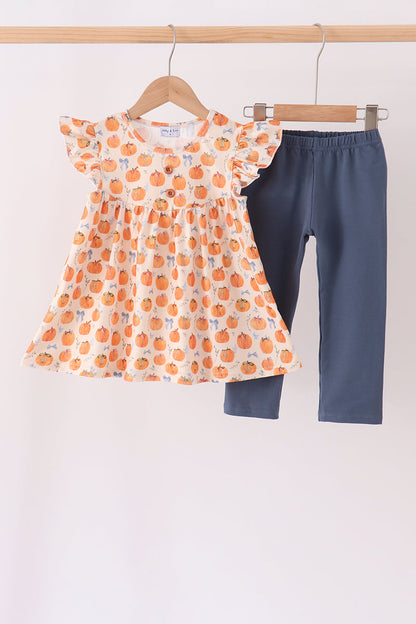 Pumpkin Bow Ruffle Pants Set