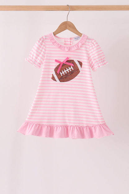 Pink Football Sequin Stripe Dress