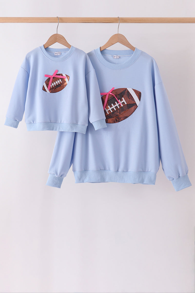 Blue Football Sequin Mom & Me Top