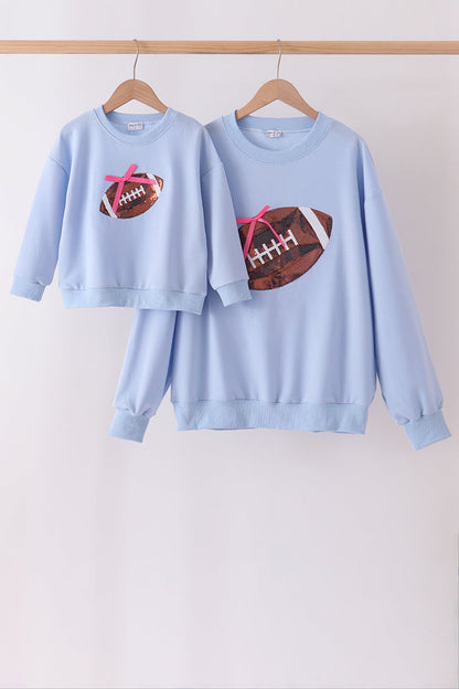 Blue Football Sequin Mom & Me Top