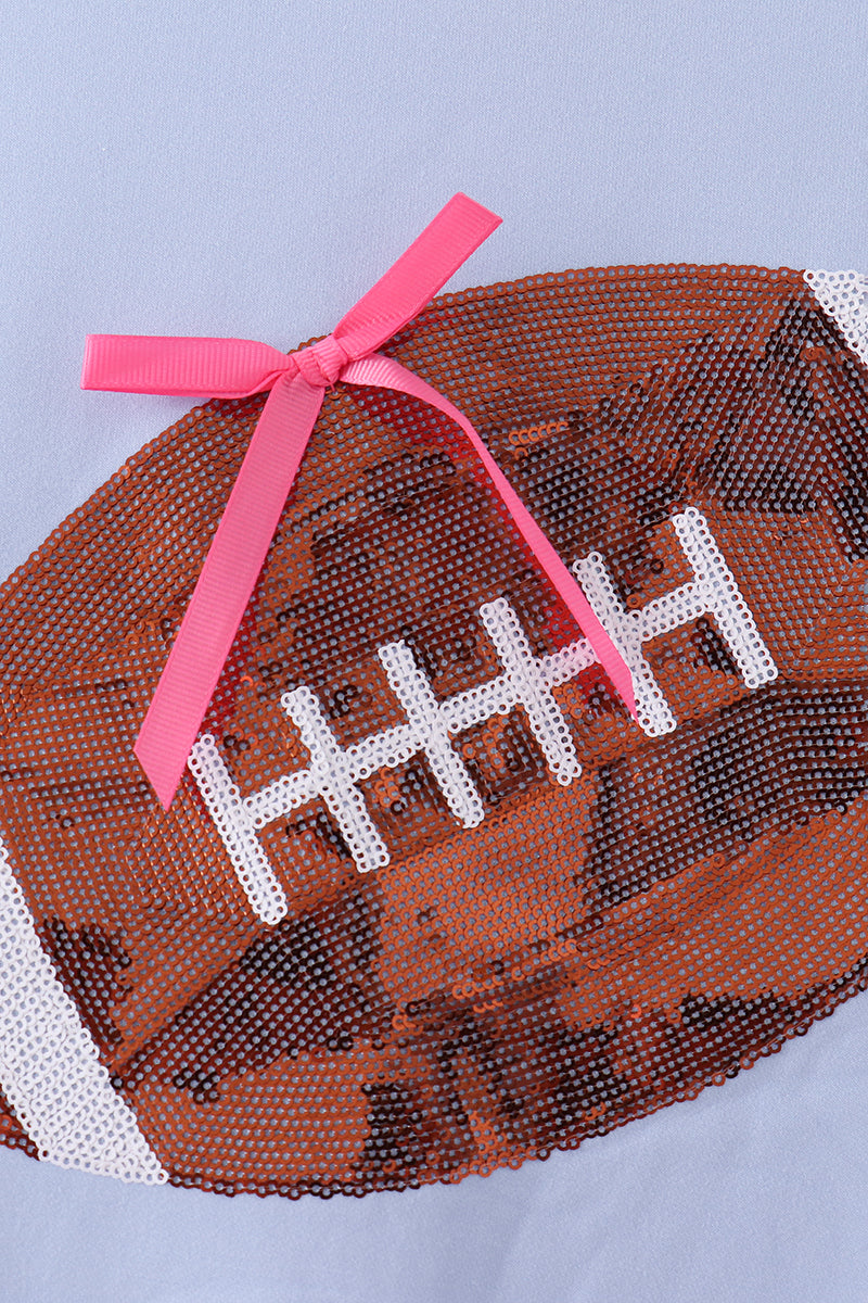 Blue Football Sequin Mom & Me Top