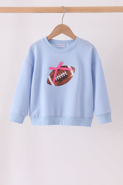 Blue Football Sequin Mom & Me Top