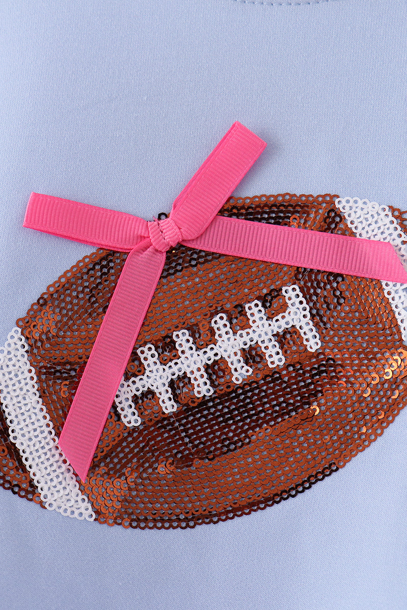 Blue Football Sequin Mom & Me Top