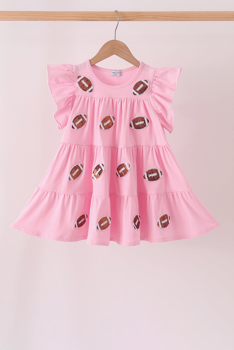 Pink Football Sequin Tiered Dress