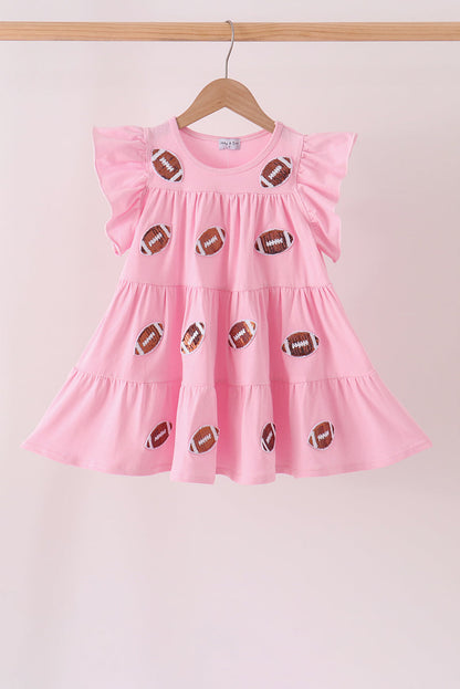Pink Football Sequin Tiered Dress
