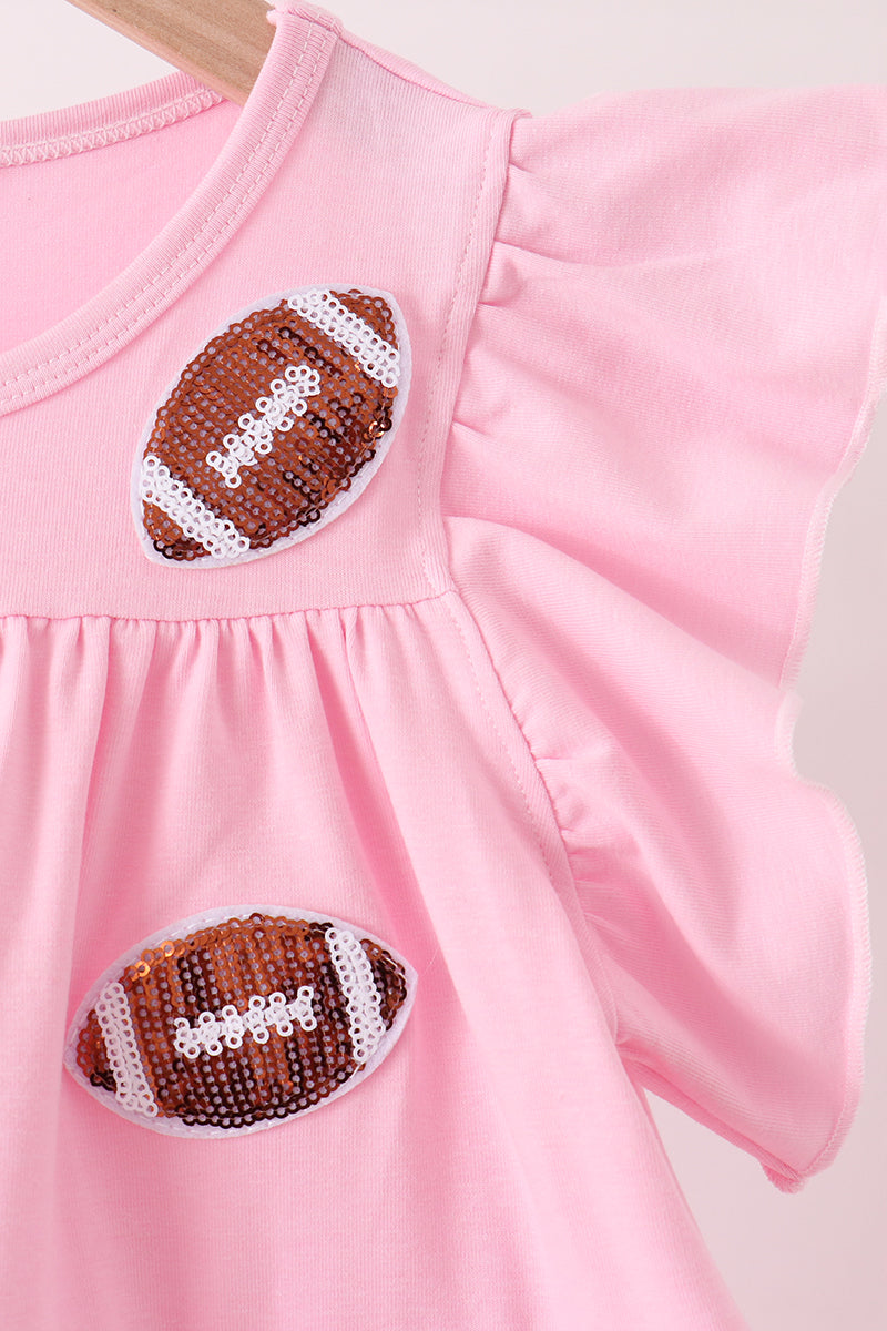 Pink Football Sequin Tiered Dress