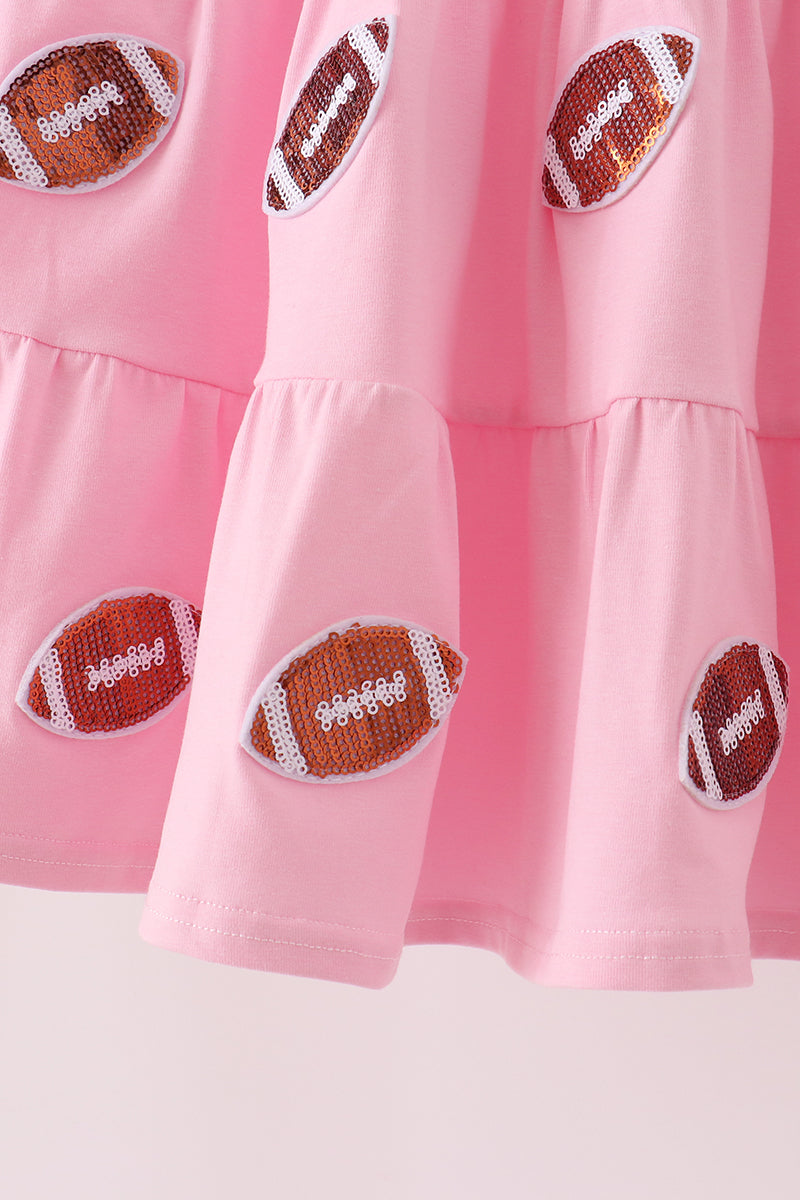 Pink Football Sequin Tiered Dress