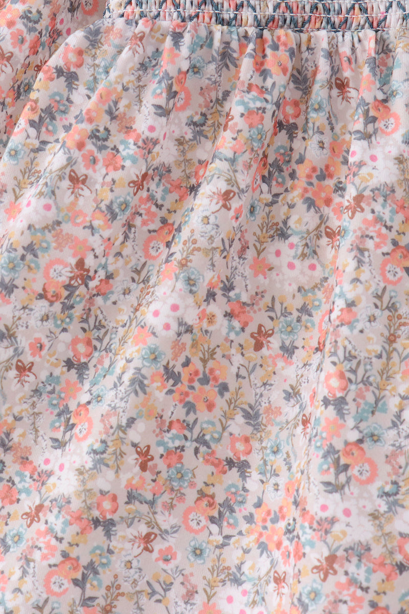 Floral Smocked Lace Bloomer Set