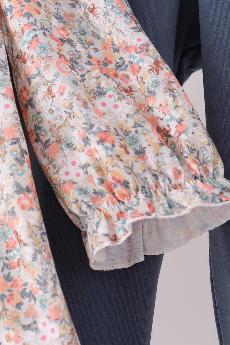 Floral Smocked Lace Ruffle Pants Set