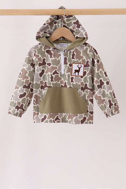 Camouflage Deer Embroidery Hoodie