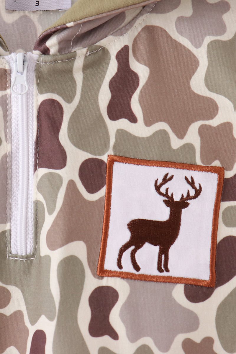 Camouflage Deer Embroidery Hoodie