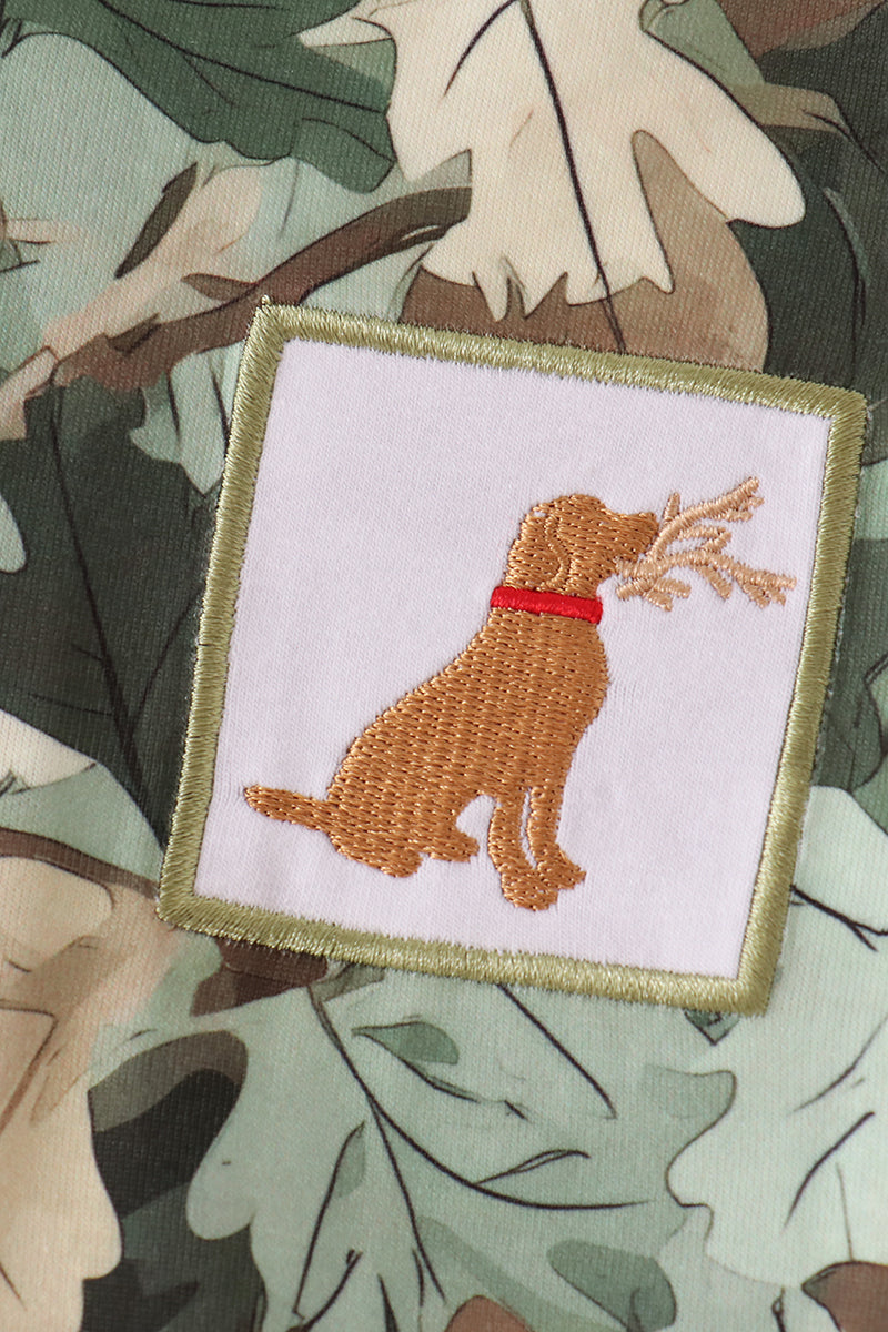 Camouflage Puppy Embroidery Hoodie