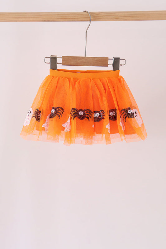 Orange Spider Sequin Tutu Skirt