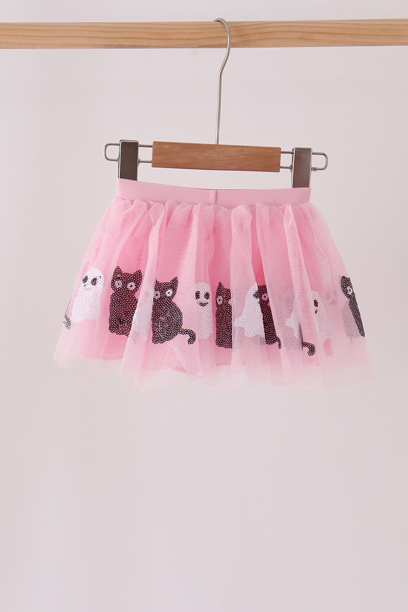 Pink Ghost Sequin Tutu Skirt