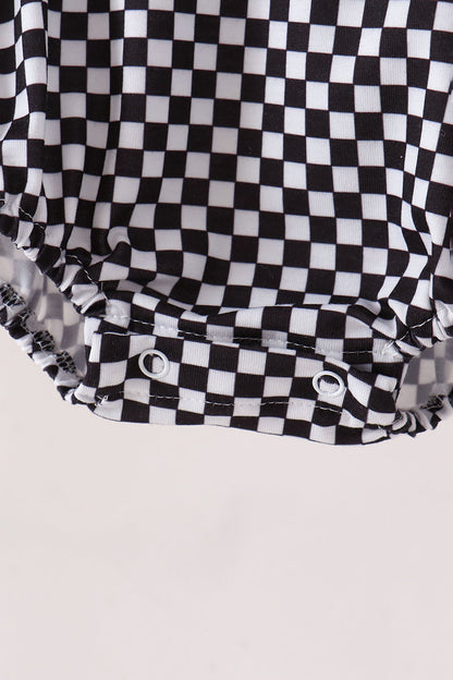 Black Car Embroidery Checkered Bubble