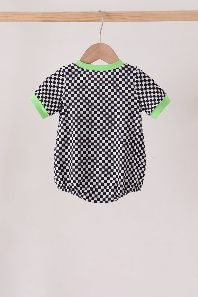 Black Car Embroidery Checkered Bubble