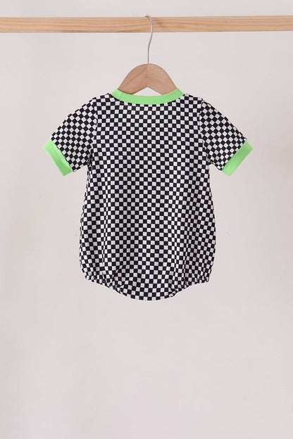 Black Car Embroidery Checkered Bubble