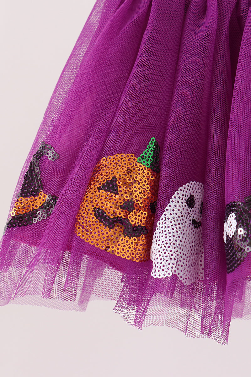 Purple Pumpkin Ghost Sequin Tutu Skirt