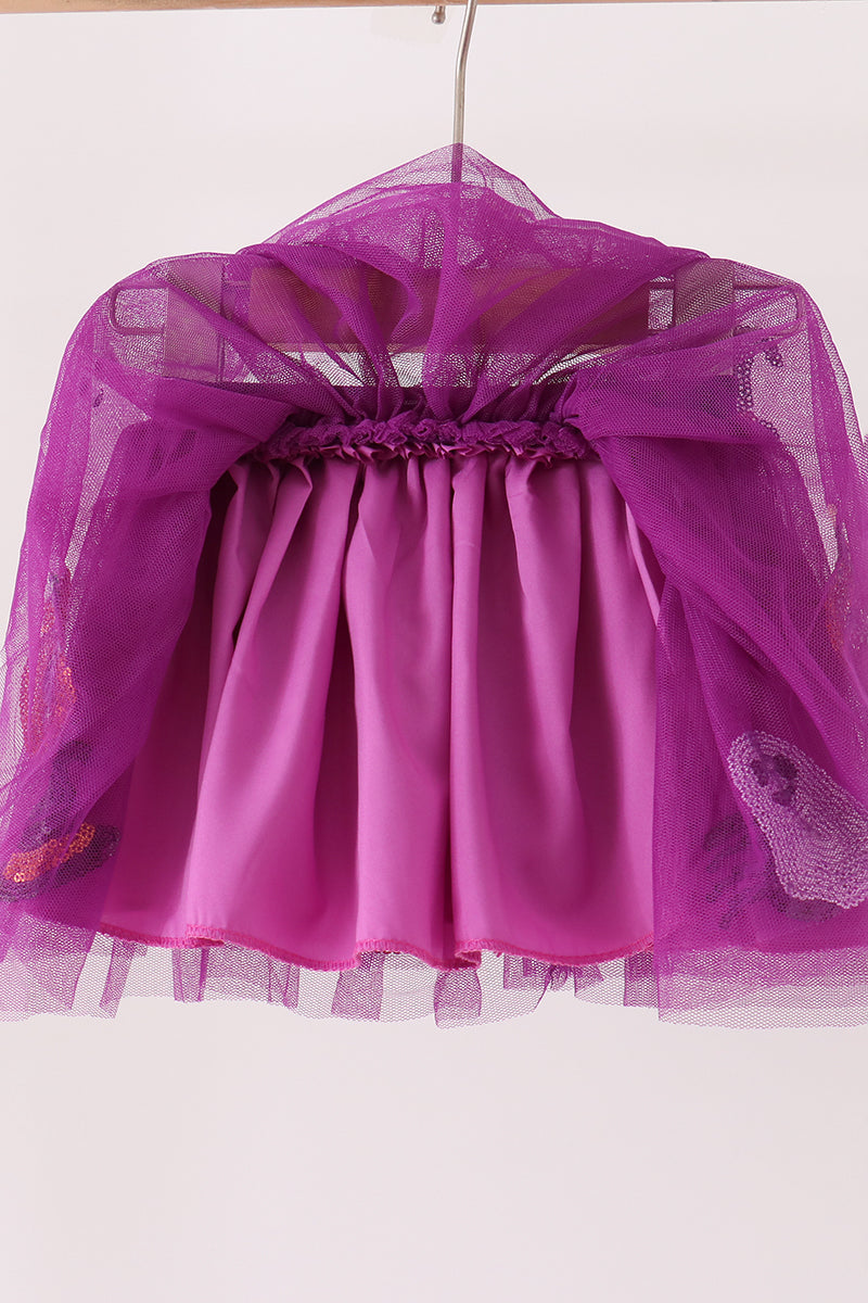 Purple Pumpkin Ghost Sequin Tutu Skirt