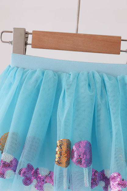 Blue Sweet Sequin Tutu Skirt