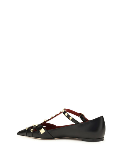 Ballerina Flats Studdy Kidskin Black