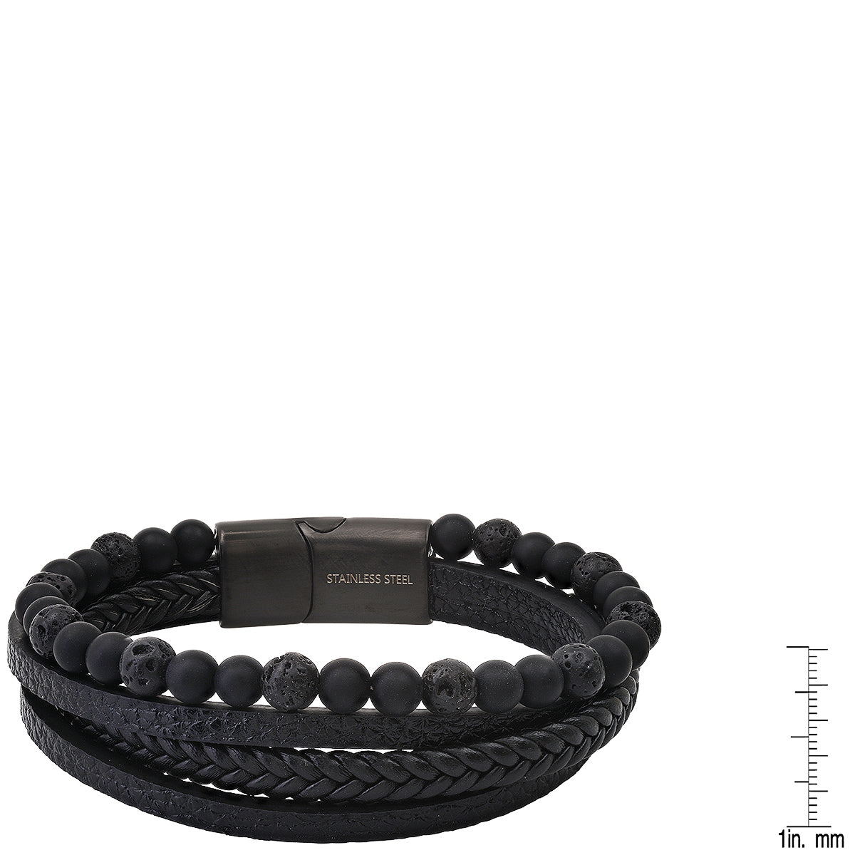 Midnight Forge Multi-Layer Leather & Lava Stone Bracelet
