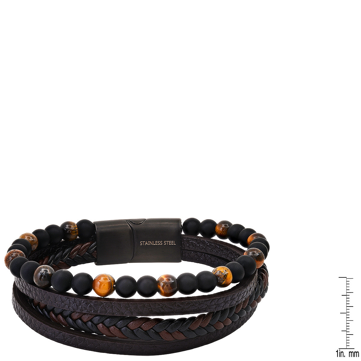 Braided Leather & Tiger Eye Beaded Bracelet