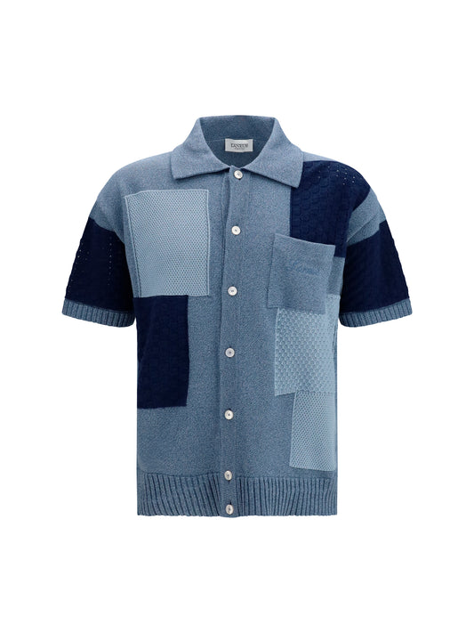 Short-Sleeve Cardigan Denim Blue