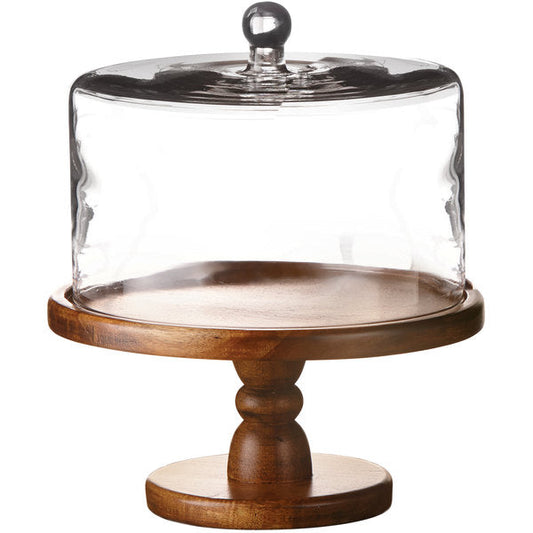 Jay Companies Madera Pedestal Plate With Dome - Elegant Cake Display Stand