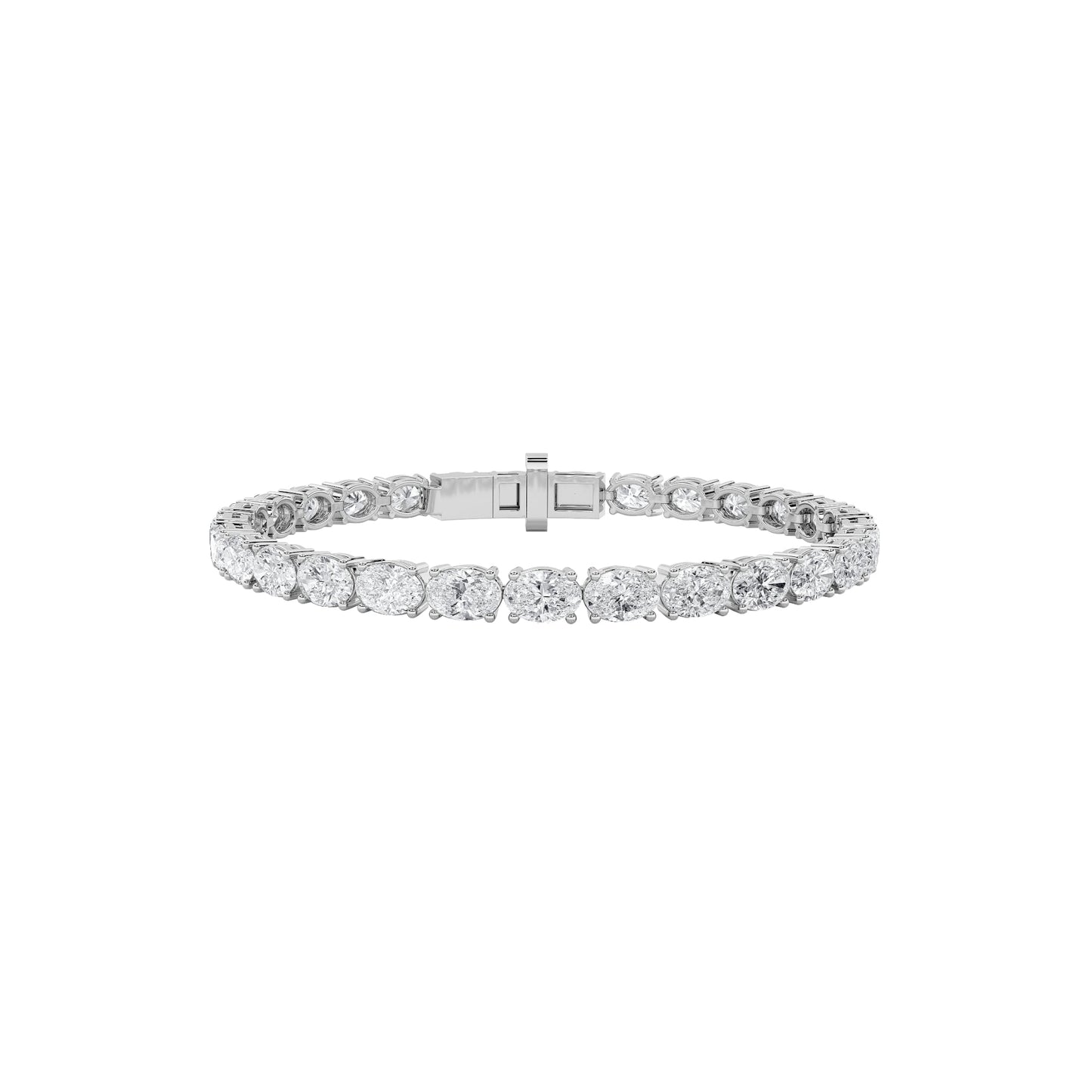 Oval Shaped Lab Grown Diamond White Gold Bracelet