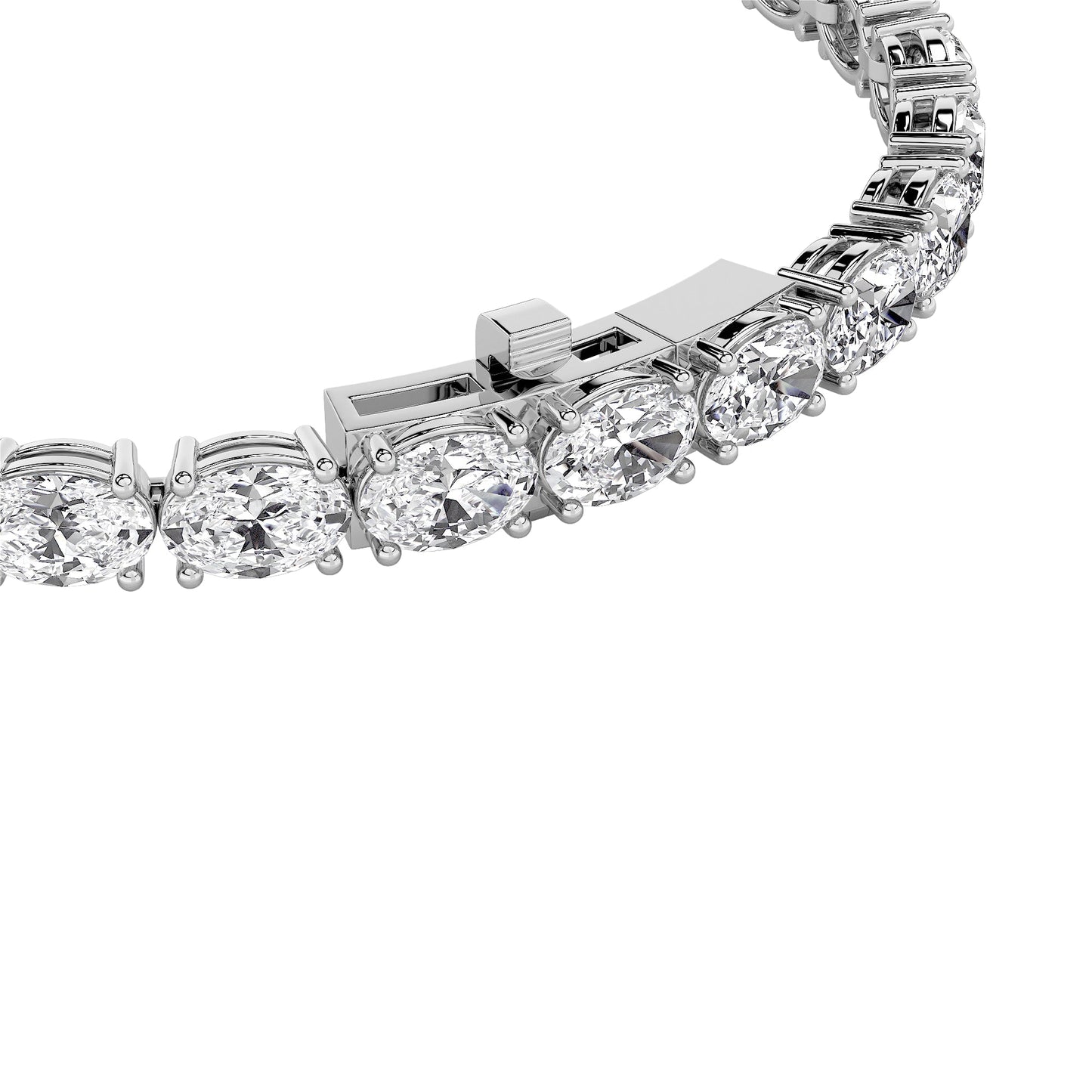 Oval Shaped Lab Grown Diamond White Gold Bracelet