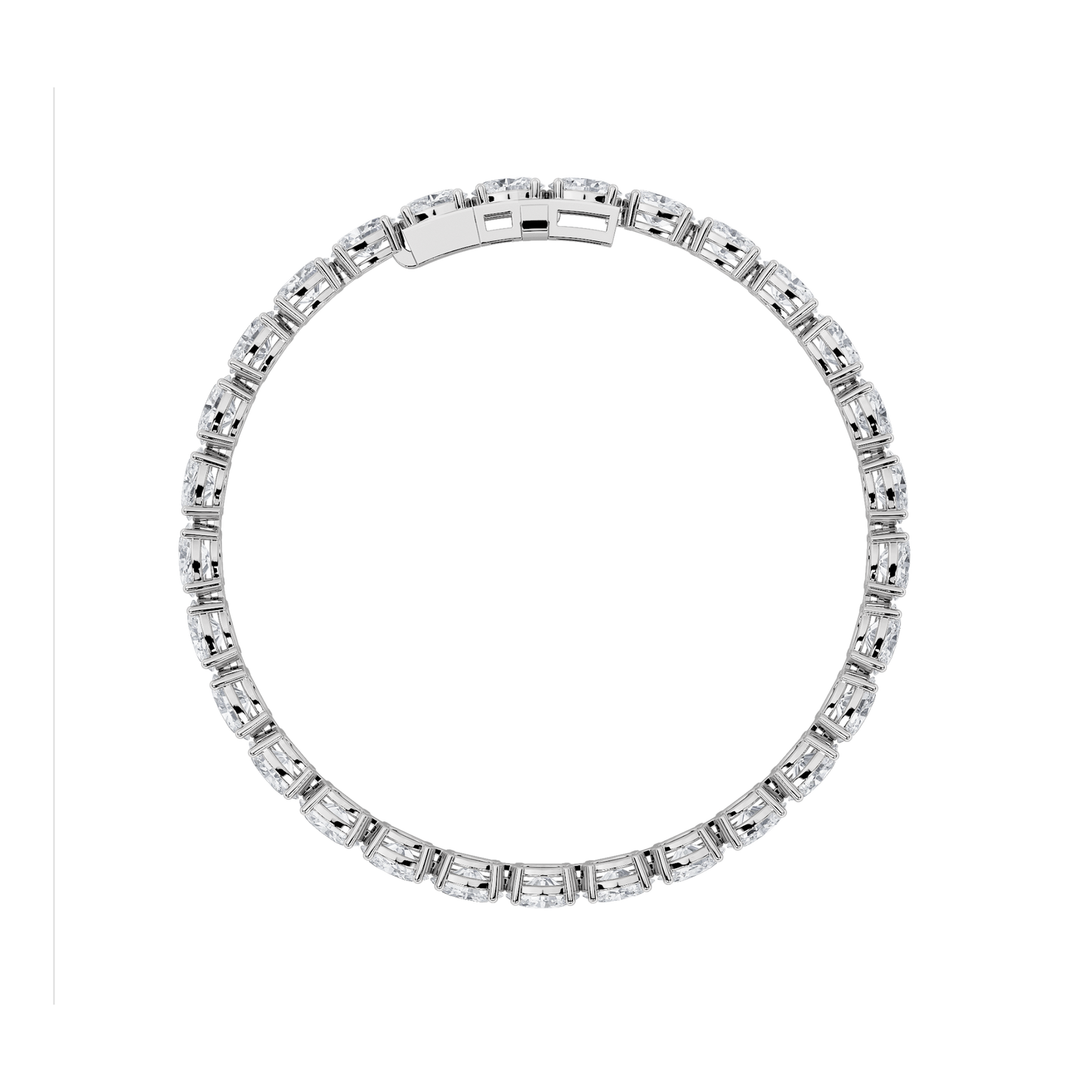 Oval Shaped Lab Grown Diamond White Gold Bracelet