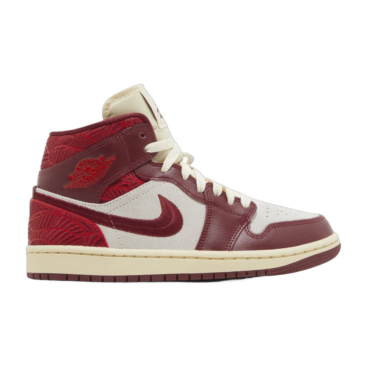 Air Jordan Women's Retro 1 Mid Se 'Tiki Leaf Team Red' Sneakers
