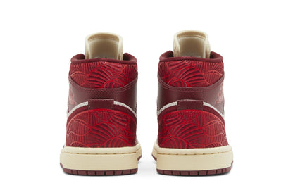 Air Jordan Women's Retro 1 Mid Se 'Tiki Leaf Team Red' Sneakers