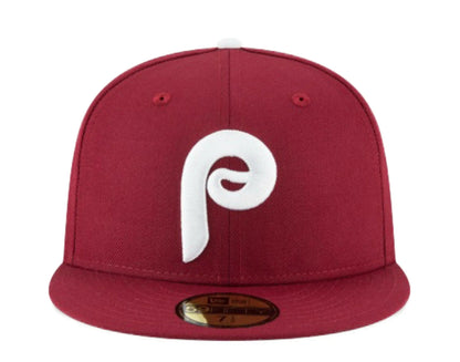 New Era 59Fifty Philadelphia Phillies 1970 Cooperstown Men Fitted Hat Plum Burgundy
