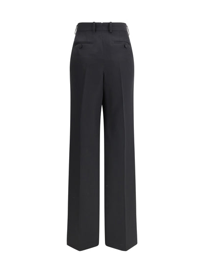 Tailored Pants Double Pleats Black Wool
