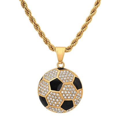 Soccer Ball Pendant With Simulated Diamonds