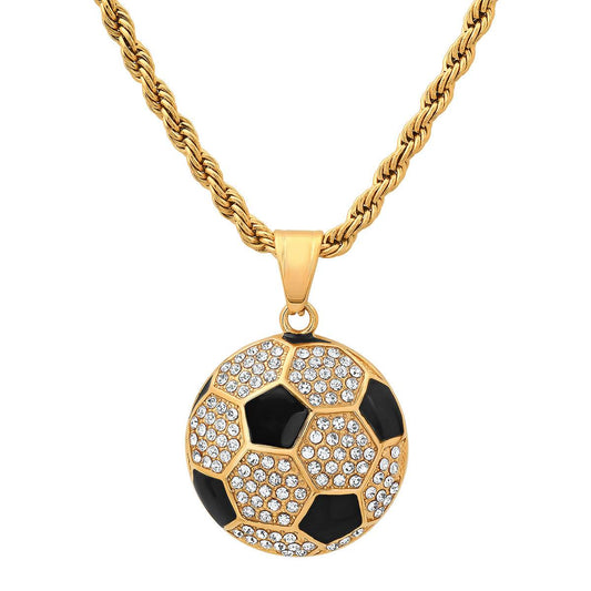 Soccer Ball Pendant With Simulated Diamonds