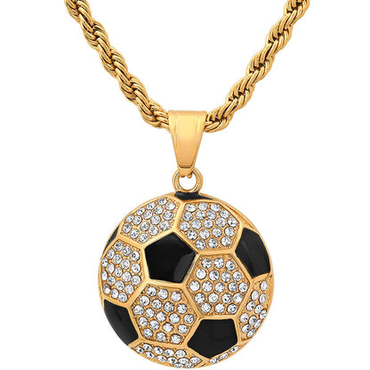 Soccer Ball Pendant With Simulated Diamonds