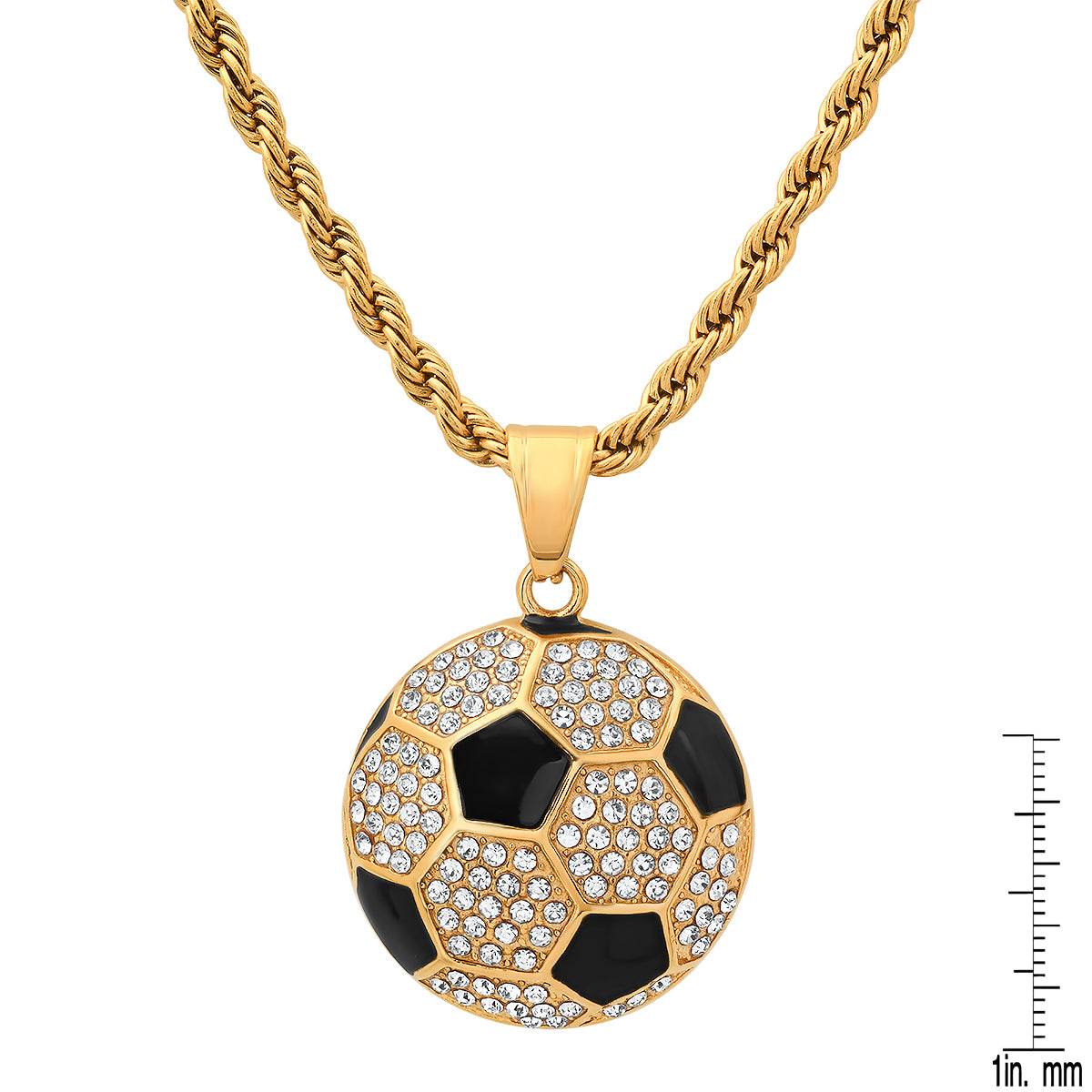 Soccer Ball Pendant With Simulated Diamonds
