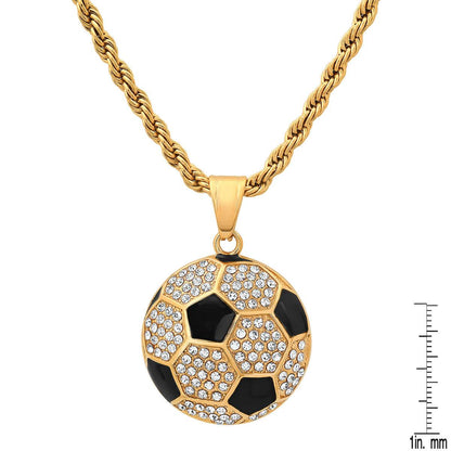 Soccer Ball Pendant With Simulated Diamonds