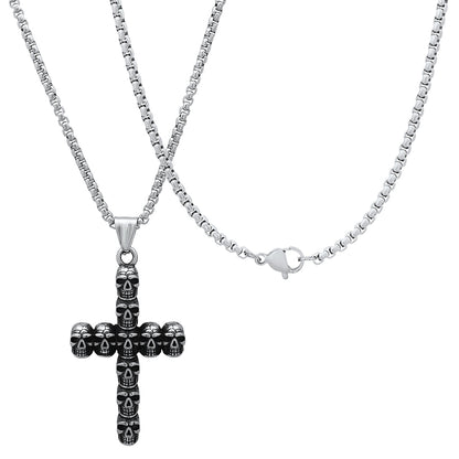 Stainless Steel Skull Cross Pendant