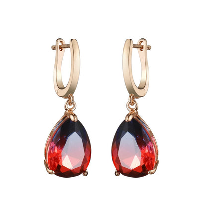 Blue & Red Crystal Teardrop Leverback Earrings
