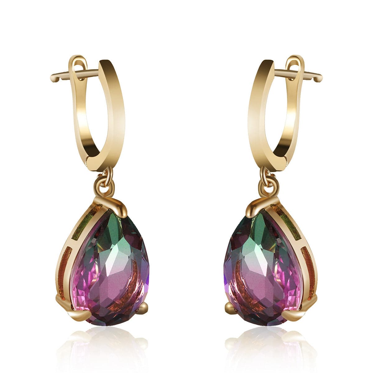 Green & Red Crystal Teardrop Earrings