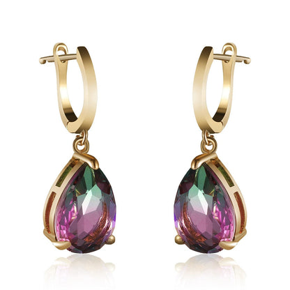 Green & Red Crystal Teardrop Earrings