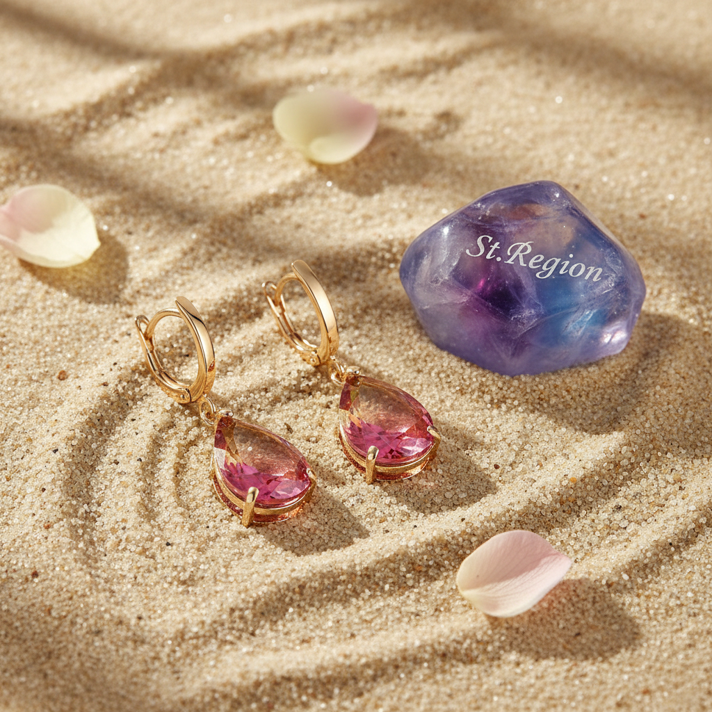 Yellow & Red Crystal Teardrop Leverback Earrings
