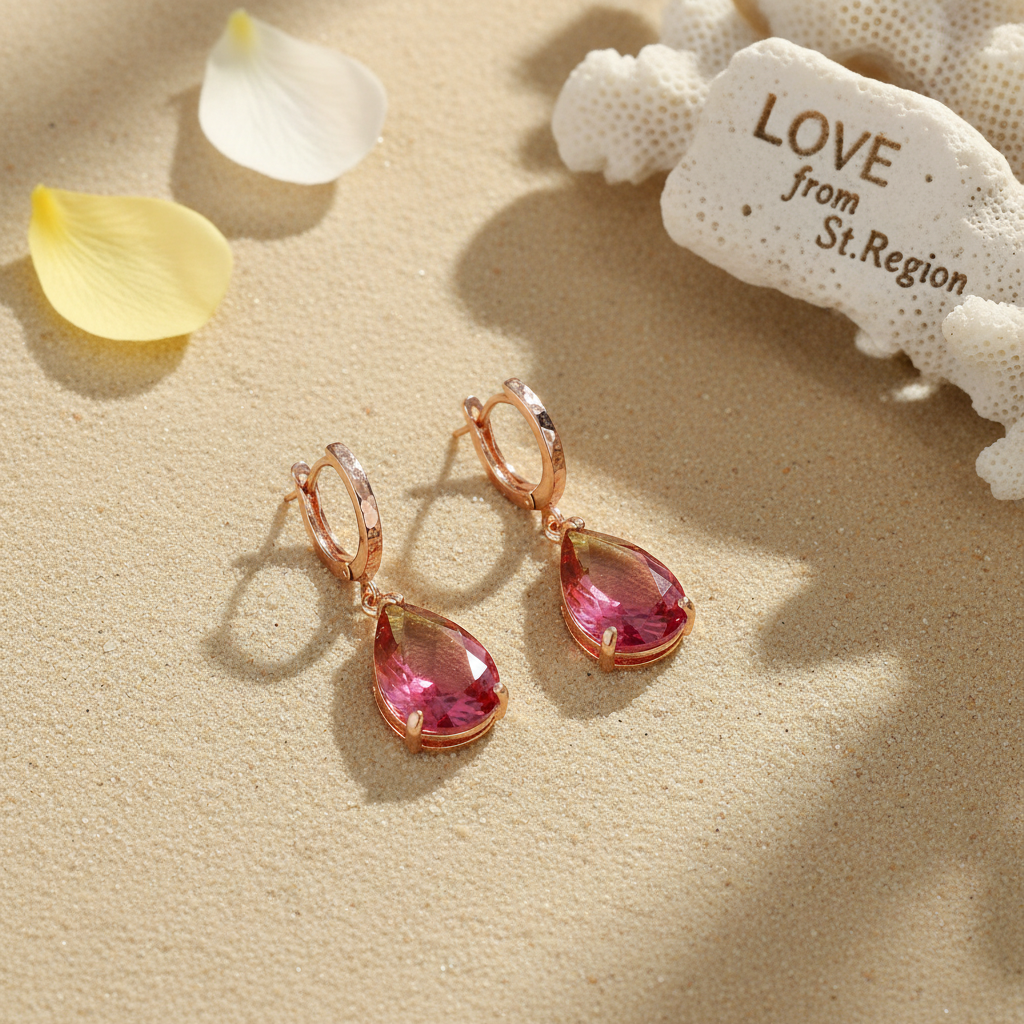 Yellow & Red Crystal Teardrop Leverback Earrings
