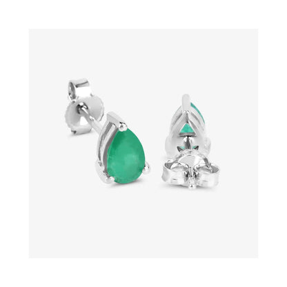 0.70 Ct Pear Green Zambian Emerald Prong 10K Stud Earrings