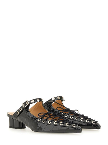 Black Mule Lace-Up Shoes
