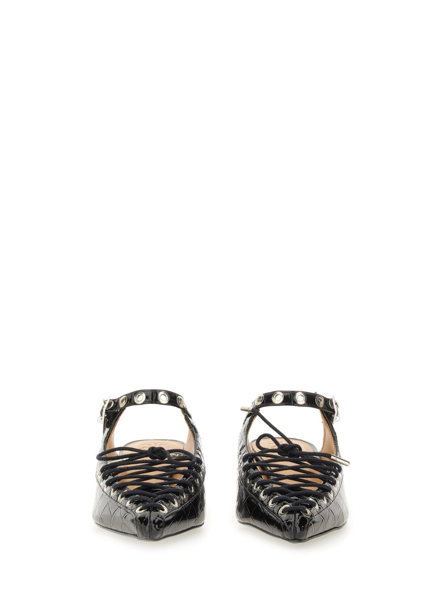 Black Mule Lace-Up Shoes